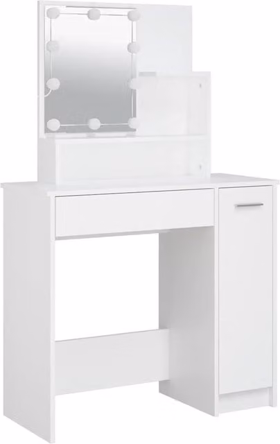 Berkfield Home White Modern Dressing Table with Hollywood LED, W: 86.5 cm, D: 35 cm, H: 136 cm – 1