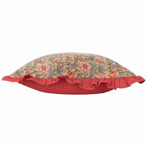 Paoletti Haven Floral Cotton Velvet Cushion in Pink, W/D/H: 50 x 50 x 50 cm – 2