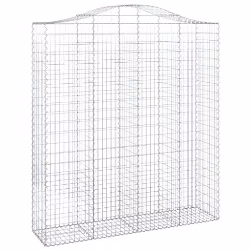 vidaXL Arched Gabion Baskets, 2 Pack, Silver Galvanised Steel, W: 200 cm, D: 50 cm, H: 220-240 cm