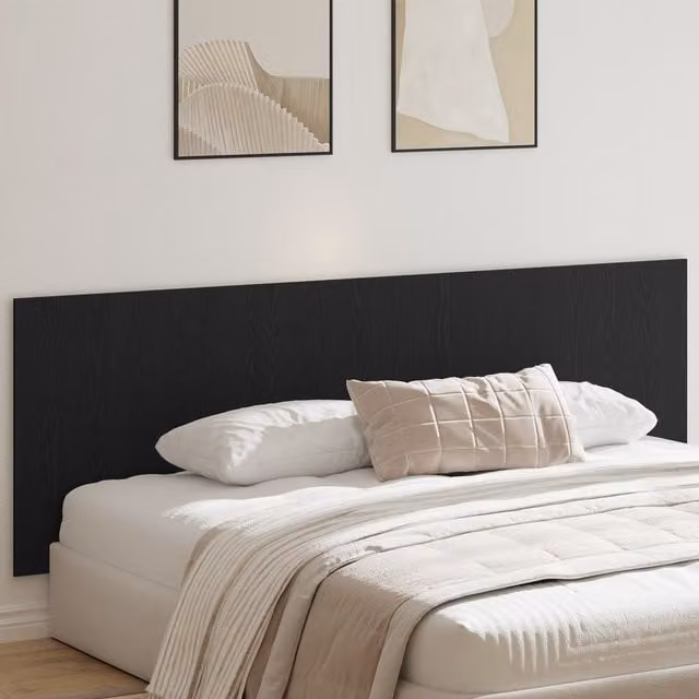 Berkfield Home Black Oak Wall Mounted Headboard in Engineered Wood, W: 240 cm, D: 1.5 cm, H: 80 cm