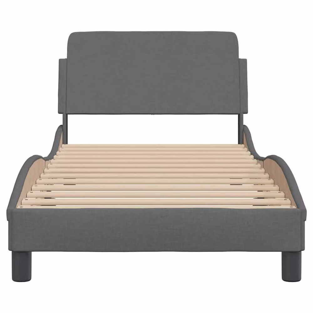 Berkfield Home Dover Upholstered Single Bed Frame in Dark Grey, W/D/H: 90 x 190 cm – 3
