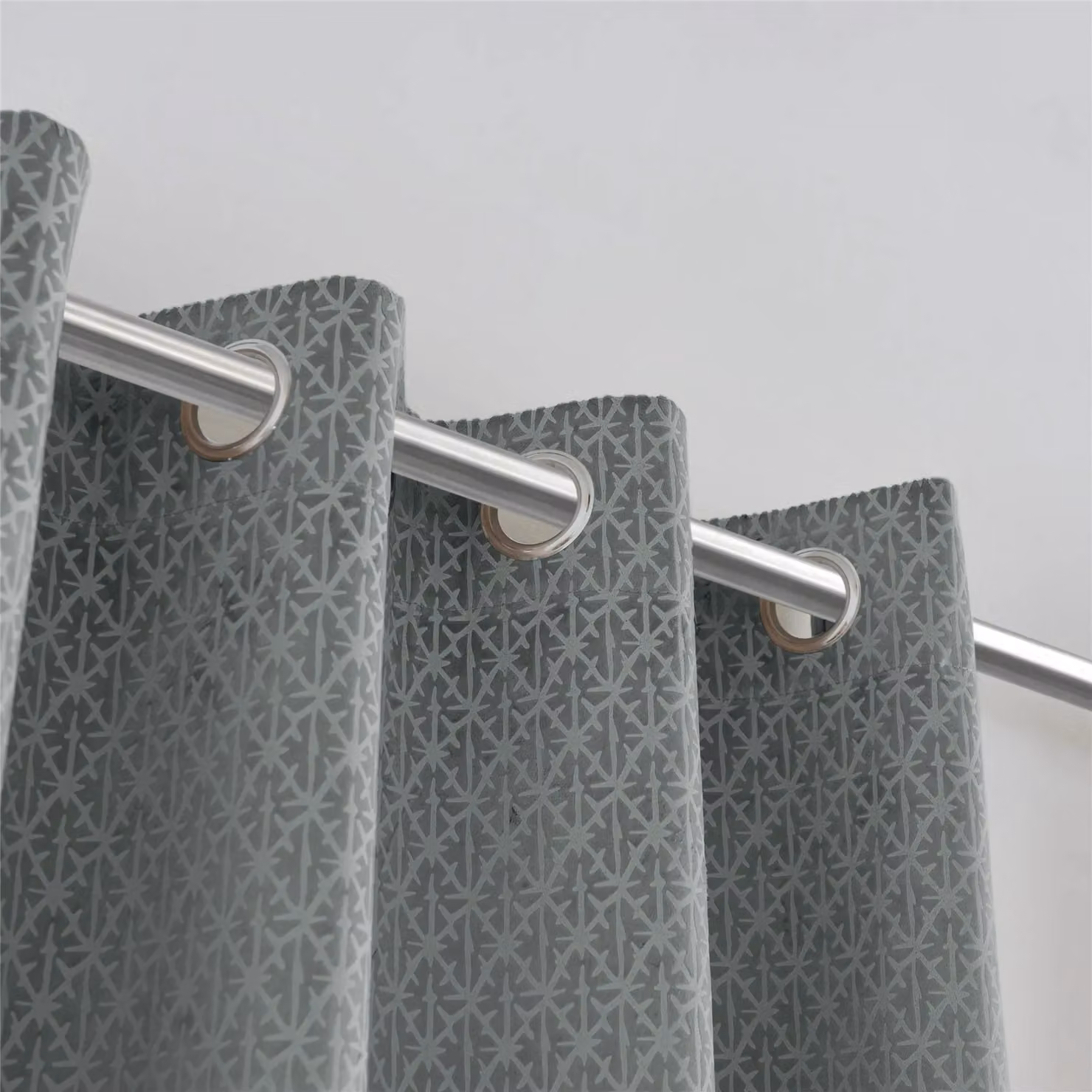 Luxury Living Temple Velvet Blackout Eyelet Curtains in Anthracite Grey, Width: 117 cm, Drop: 137 cm – 3