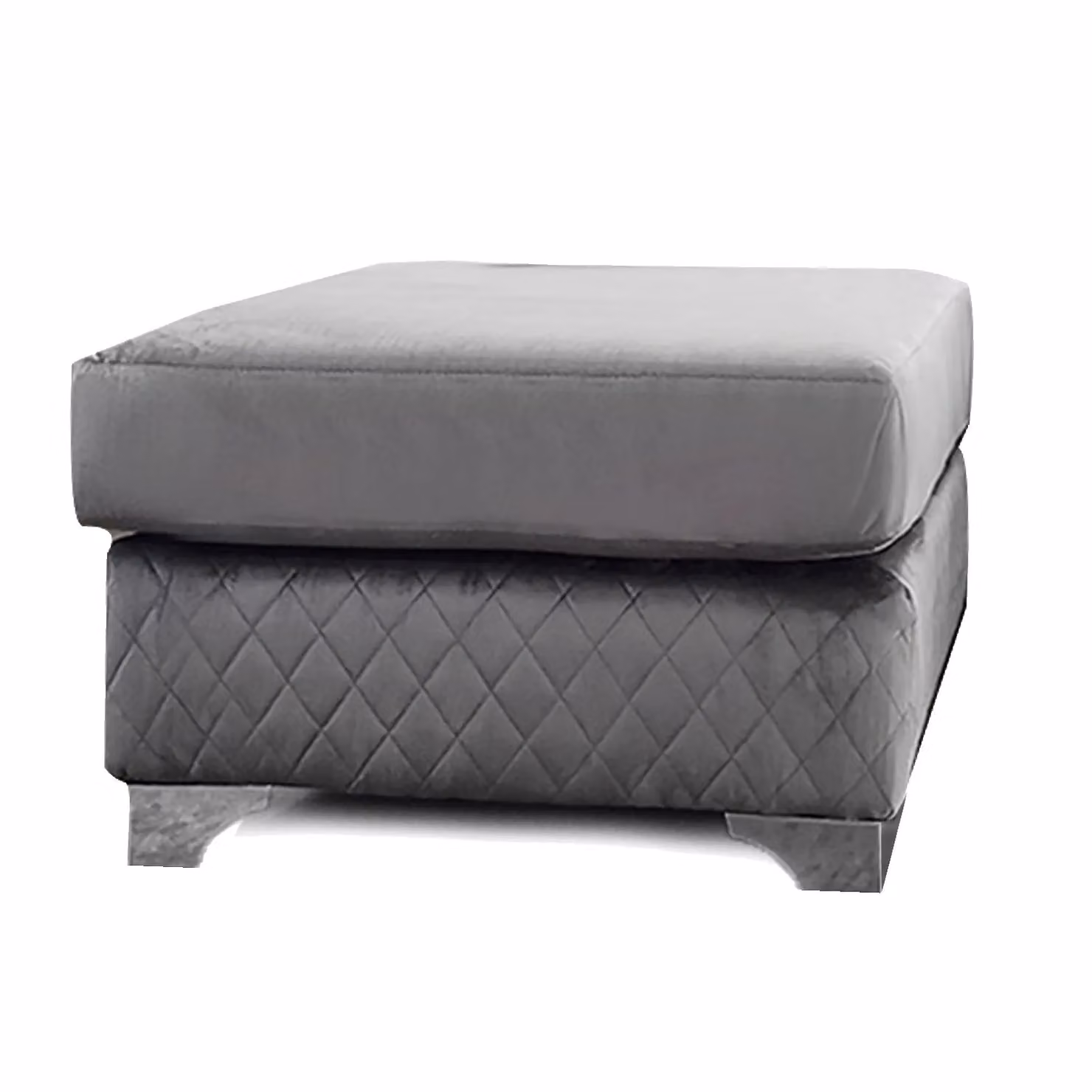 Furnishings For Less UK Victoria Plush Velvet Cube Footstool in Grey, W/D/H: 55 x 55 x 42 cm – 2