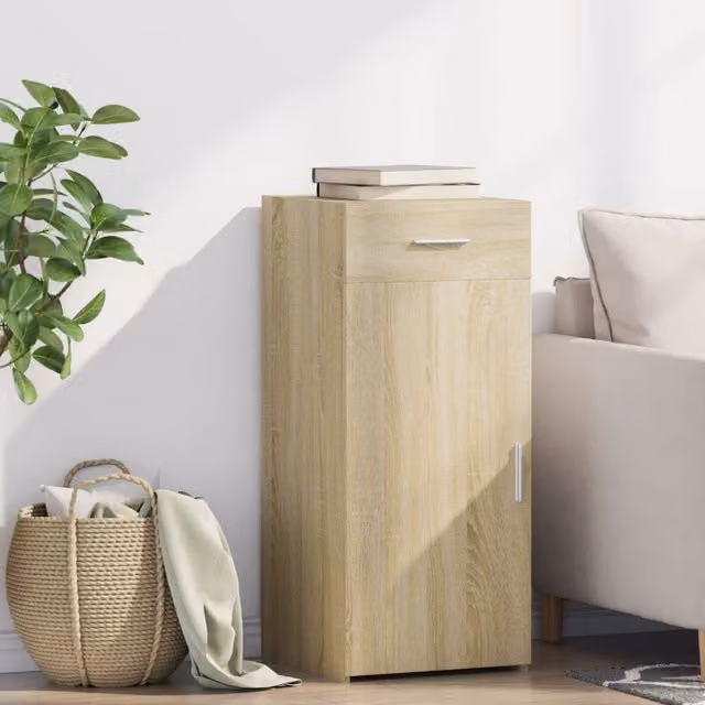 Berkfield Home Sonoma Oak Sideboard in Brown and Beige, W/D/H: 40 x 42.5 x 93 cm