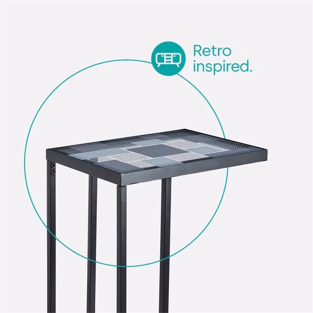 Nordara Geometric Glass Laptop Side Table in Black – 3