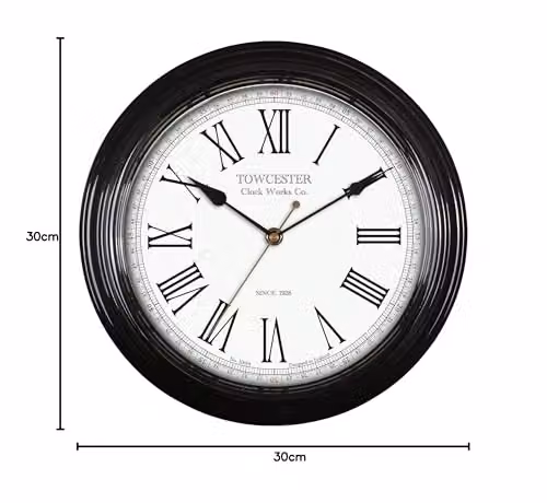 Acctim Redbourn Vintage Quartz Wall Clock in Black and Gold, Diameter: 30 cm – 2