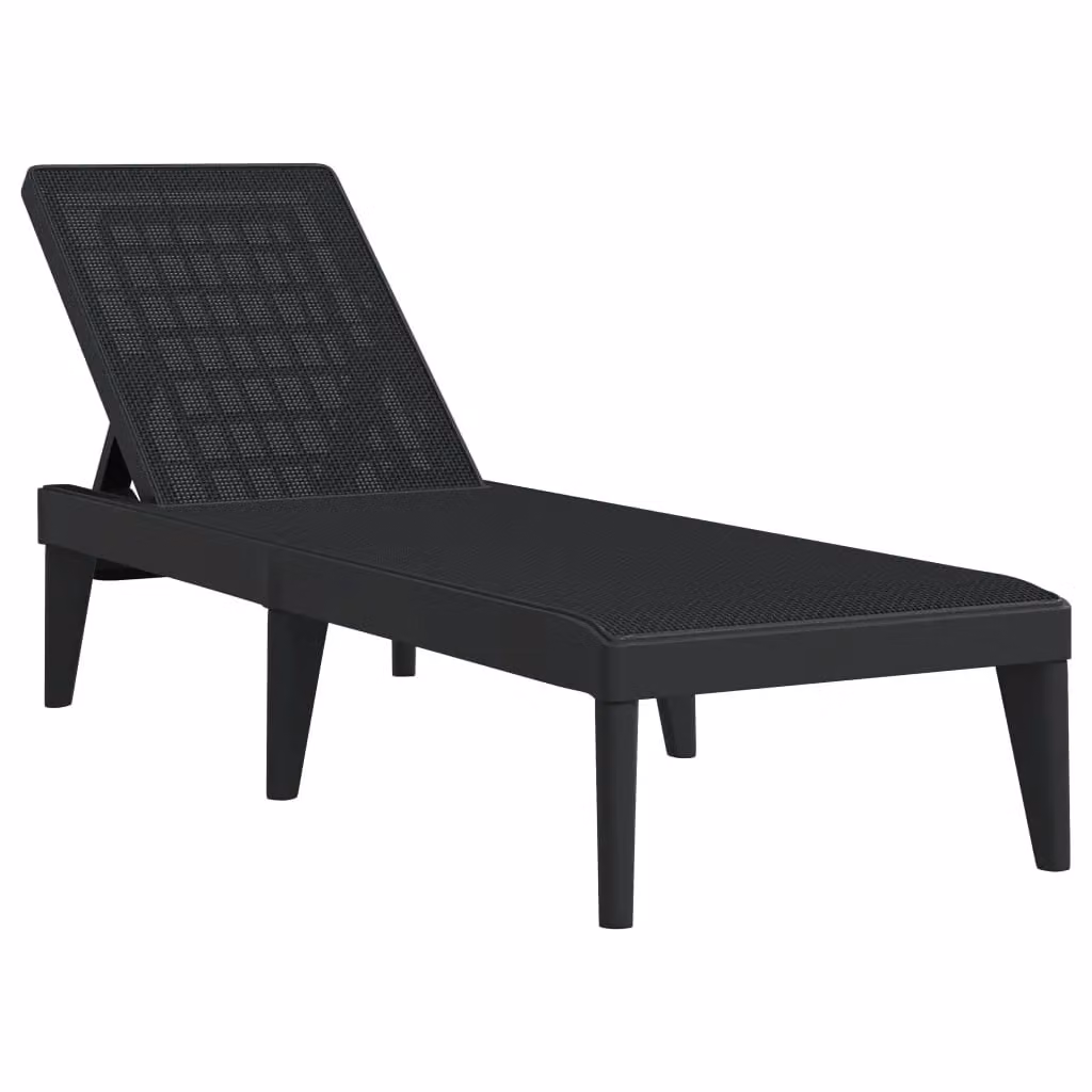 Berkfield Home Sun Lounger in Anthracite and Black with Adjustable Headrest, W/D/H: 186 x 60 x 29 cm – 1