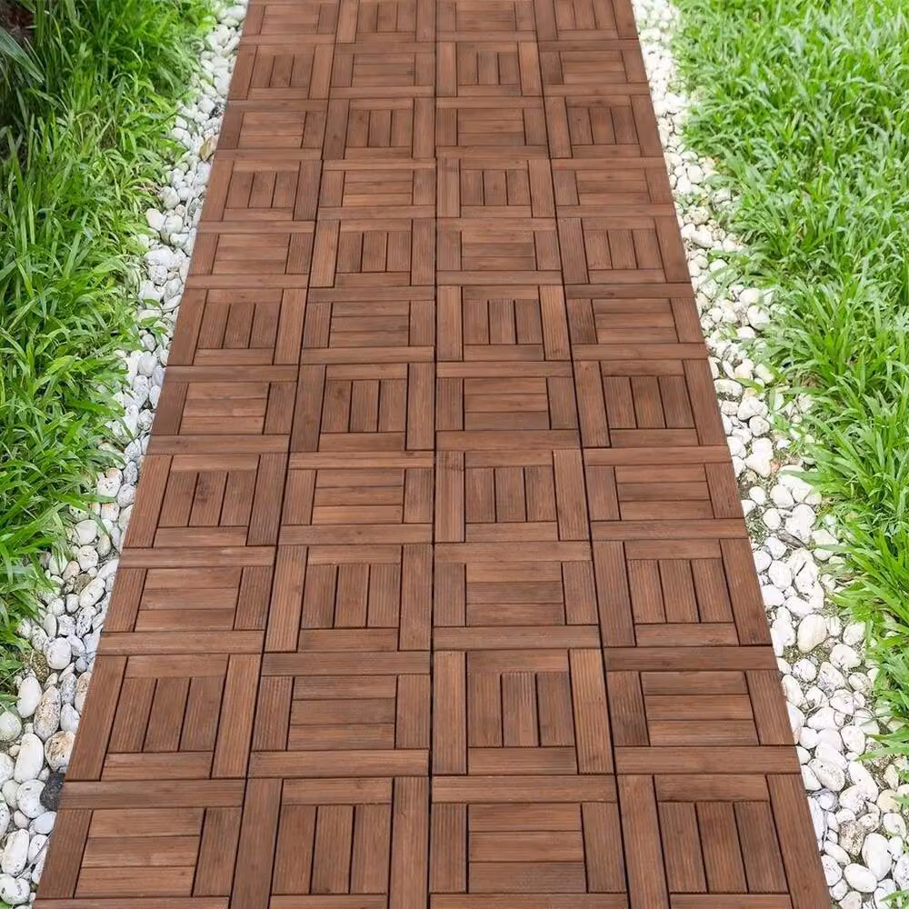 Kelvenix 27-Piece Brown Fir Wooden Decking Floor Tiles, W: 1000 cm, D: 52 cm – 4