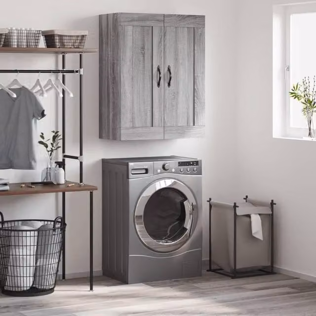 Berkfield Home Wall Mounted Cabinet in Grey Sonoma, W: 69.5 cm, D: 34 cm, H: 90 cm