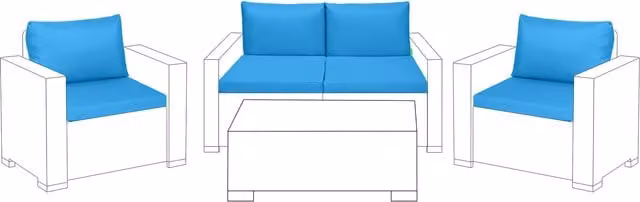 Gardenista Water Repellent Rectangular Outdoor Garden Rattan Furniture Replacement Cushion in Turquoise Blue