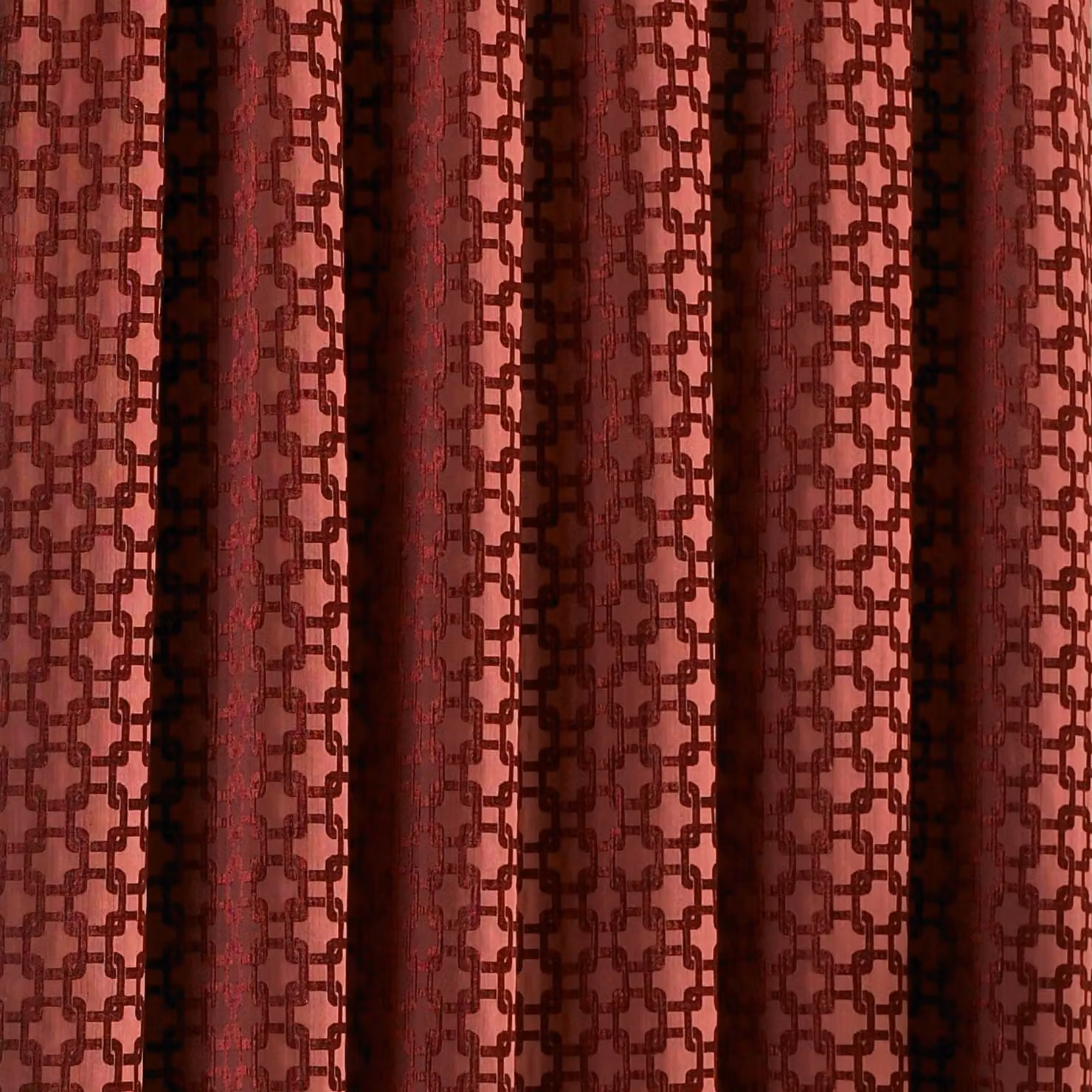 Paoletti Belmont Geometric Jacquard Pencil Pleat Curtains in Red, Width: 229 cm, Drop: 229 cm – 3