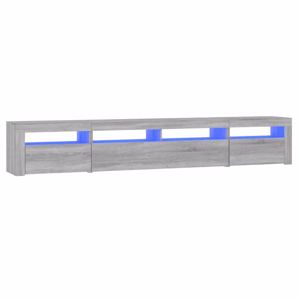 Berkfield Home Modern TV Cabinet with Integrated LED Lights in Grey Sonoma, W: 240 cm, D: 40 cm, H: 40 cm – 2