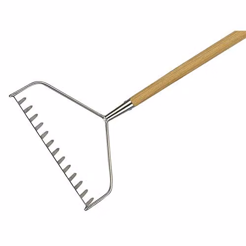 Kent & Stowe Stainless Steel Long Handled Soil Rake in Beige and Silver