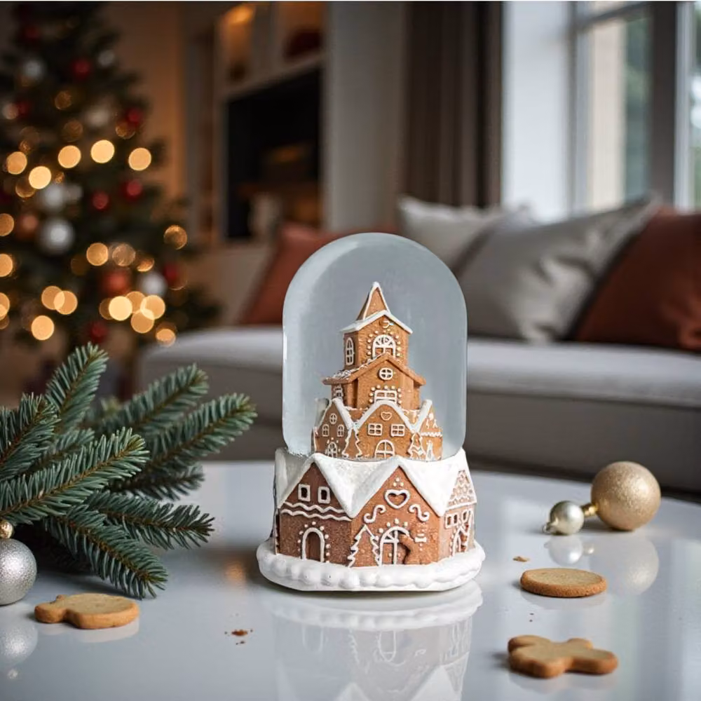 Garden Greatness Musical Gingerbread Tower Snowglobe in Brown – 3