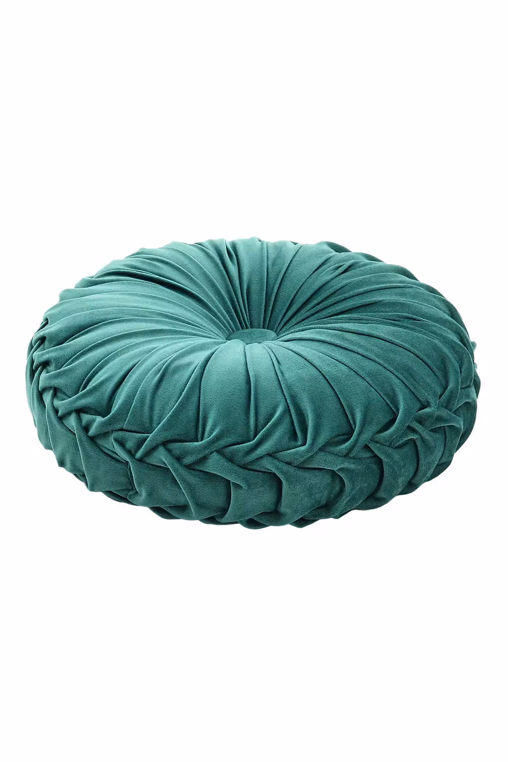 Living and Home Green Round Velvet Pleated Pumpkin Cushion, Diameter: 40 cm – 2