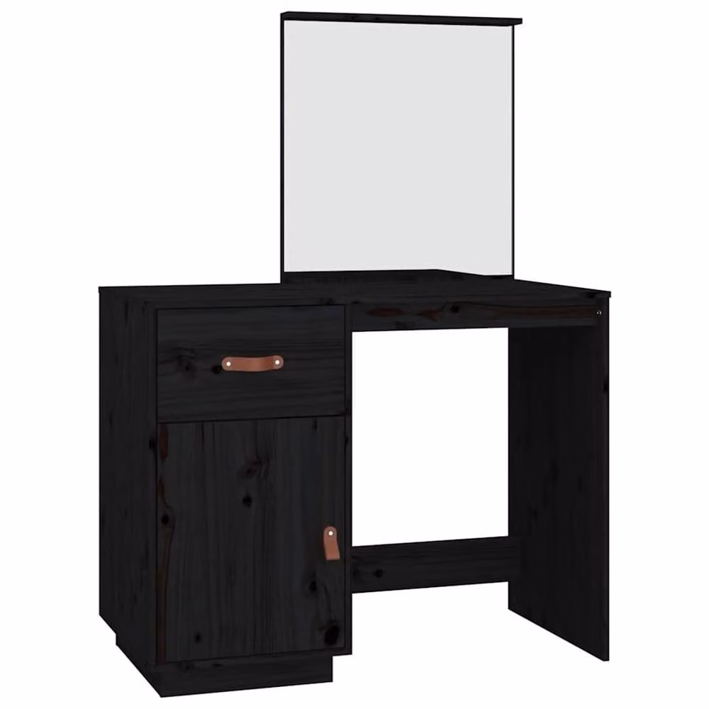 Berkfield Home Beautiful Dressing Table in Black Solid Wood Pine, W/D/H: 95 x 50 x 134 cm – 2