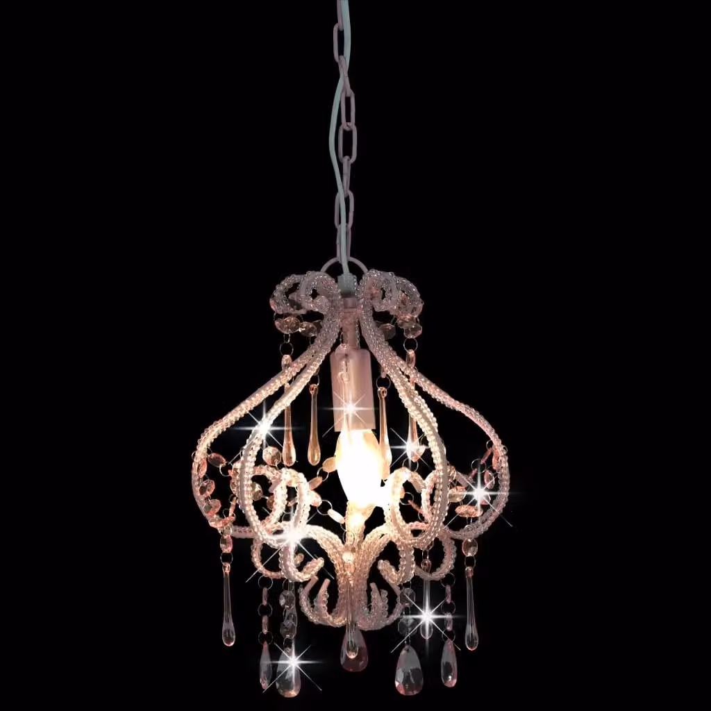 Berkfield Home Round Pink Glass and Metal Ceiling Lamp with E14 Bulb Holder – 2