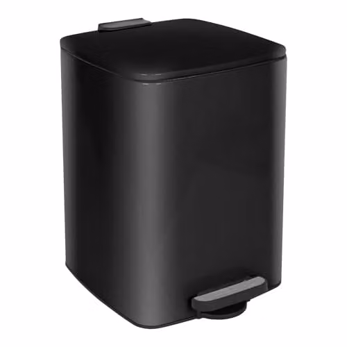 Harbour Housewares 20L Square Stainless Steel Pedal Bin in Black with Soft Close Lid and Removable Inner Bucket – 1