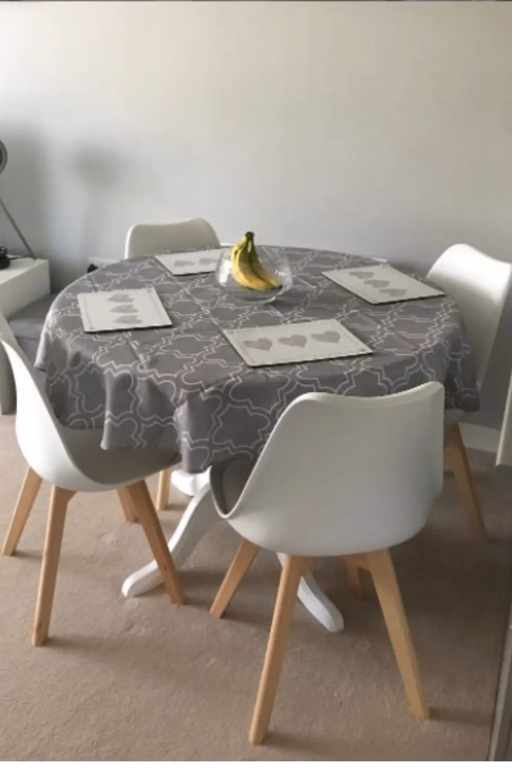 Life Interiors Tulip Dining Chair with White Synthetic Leather Padded Seat and Solid Wood Legs – 5