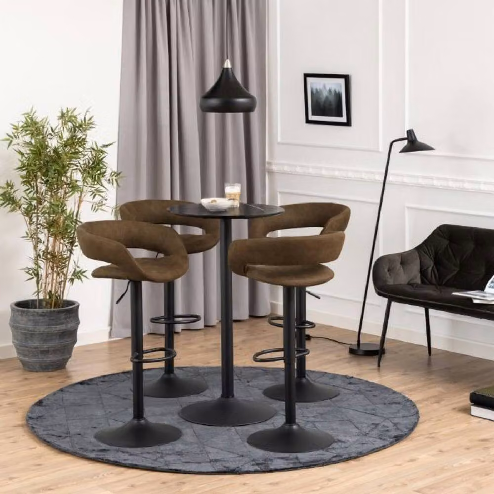 netfurniture Hampton Tall Round Bar Table with Black Ash Top and Matt Black Base – 3