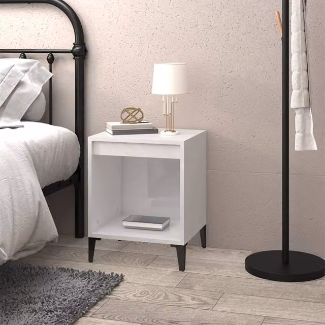 Berkfield Home Elegant Bedside Cabinet in High Gloss White, W: 40 cm, D: 35 cm, H: 50 cm