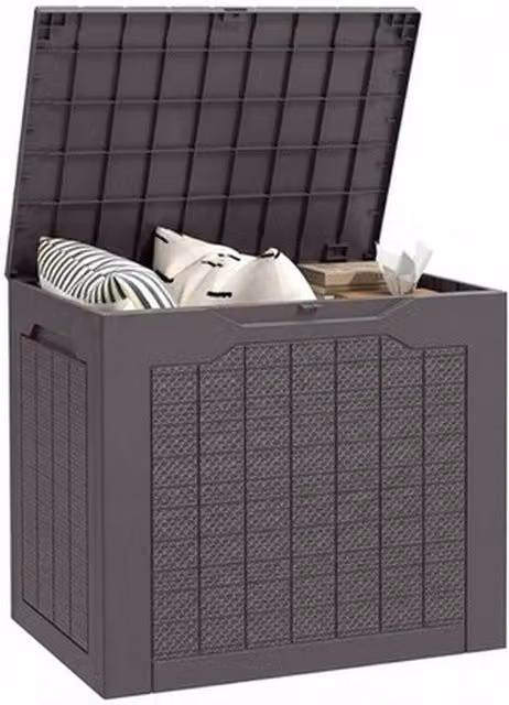 NESTLUNE 97L Plastic Garden Storage Box in Grey, W: 100 cm, D: 15 cm