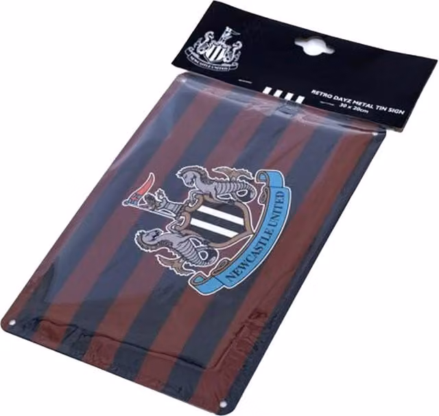 Newcastle United FC Retro Dayz Striped Metal Sign in Brown and Blue