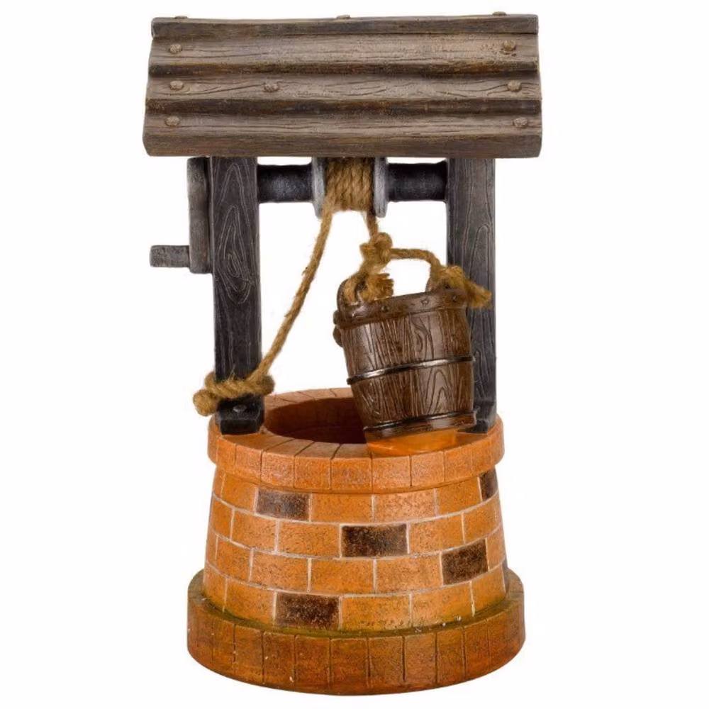 Marco Paul Solar Water Fountain Wishing Well Garden Feature in Brown and Multicolour – 2