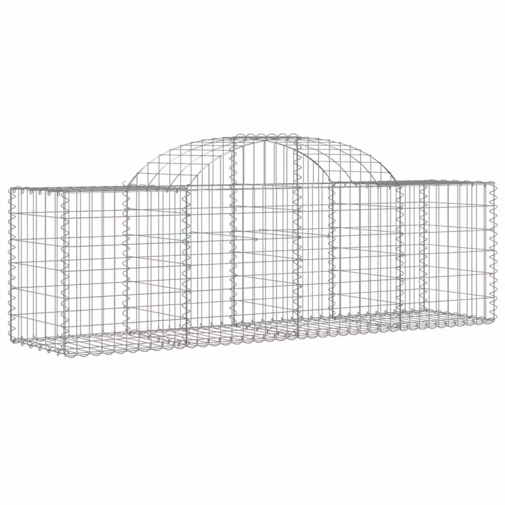 Berkfield Home Arched Gabion Basket in Silver Galvanised Steel, W: 200 cm, D: 50 cm, H: 60-80 cm – 2