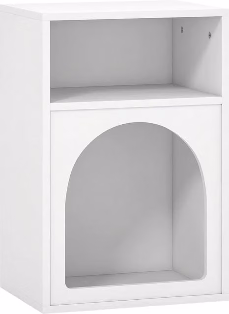 HOMCOM White Bedside Table with 2 Open Compartments – 1