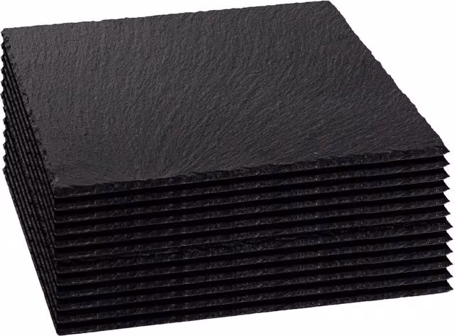 Argon Tableware Set of 12 Square Black Slate Placemats, 33 cm