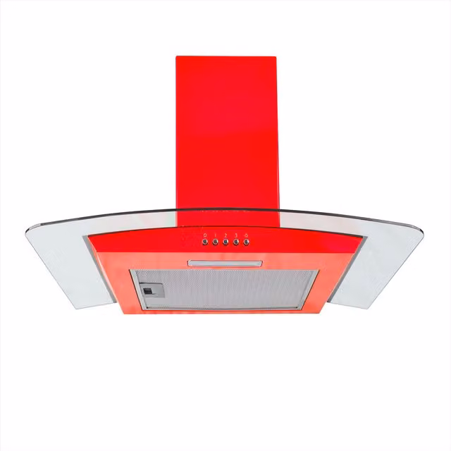 SIA CGH60RD Red Curved Glass Chimney Cooker Hood Extractor Fan