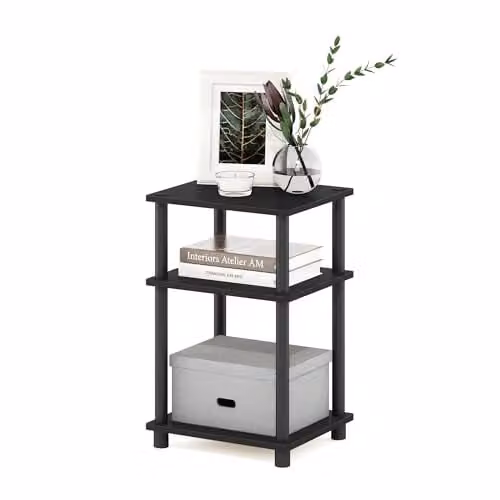Furinno JUST 3-Tier Side Table with Open Shelves in Americano Brown