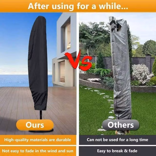 FLAVORA Waterproof Black Banana Parasol Cover for Cantilever Umbrellas, W/D/H: 100 x 15 x 265 cm