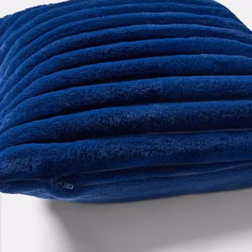 OHS Set of 2 Navy Blue Faux Fur Ribbed Square Cushion Covers, W/D/H: 45 x 45 x 45 cm – 5