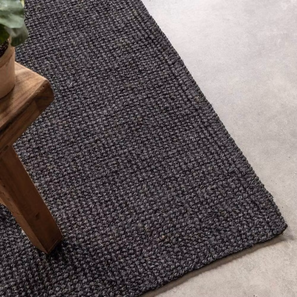 THE RUGS Handwoven Flatweave Jute Rug in Black, W: 190 cm, D: 280 cm – 3