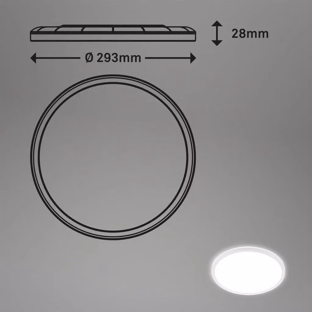 Briloner Round LED Ceiling Lamp, White, 18W, 2400 Lumens, 4000K, Diameter: 29.3 cm – 5