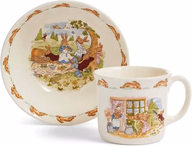 Royal Doulton Bunnykins Ceramic Baby Bowl and Mug Set in Beige – 1