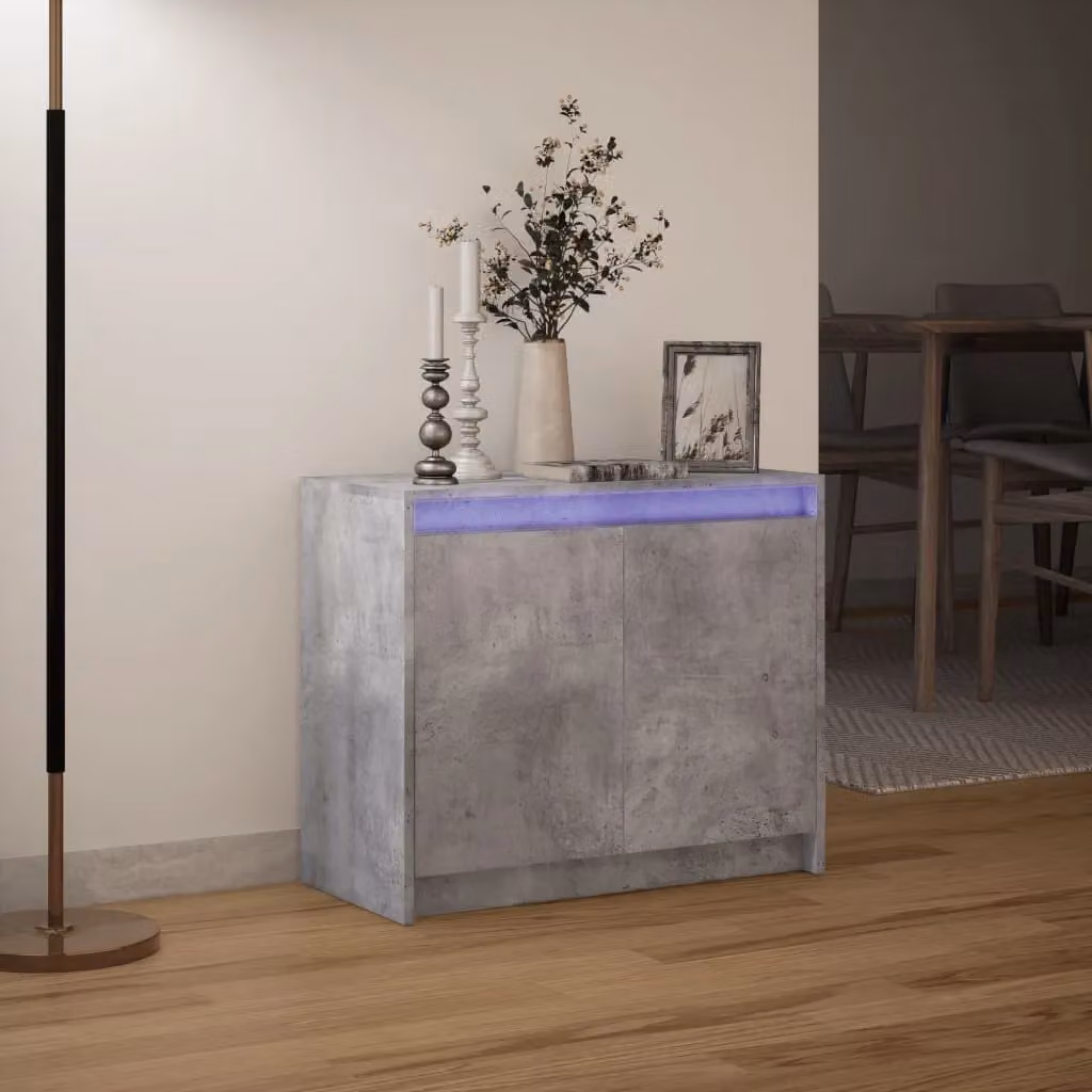 Berkfield Home Modern Sideboard in Concrete Grey with Integrated LED Lighting, W/D/H: 72 x 34 x 61 cm – 3