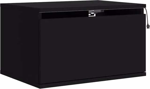 Berkfield Home Modern Wall-mounted Bedside Cabinet with Integrated LED Lights, Black, W/D/H: 50 x 30 x 36 cm – 1