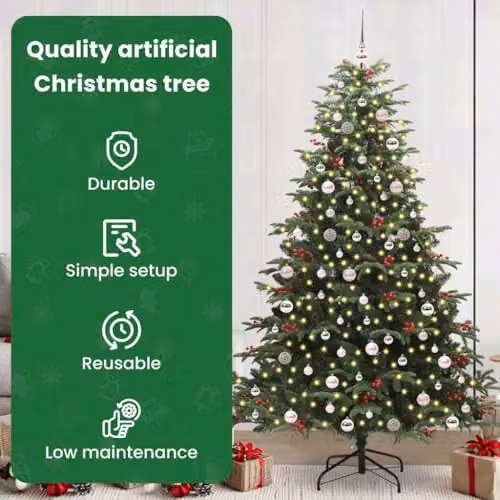 vidaXL Artificial Christmas Tree with 300 LEDs in Green, Height: 240 cm – 4