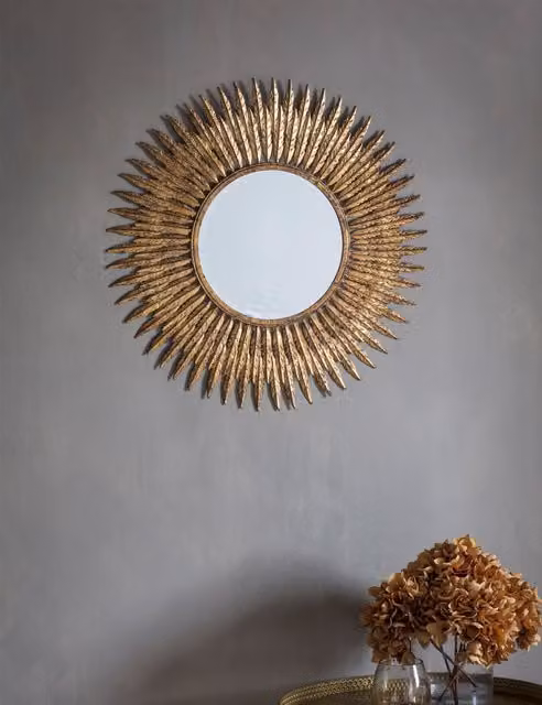 Gallery Direct Quill Small Round Gold Metal Wall Mirror