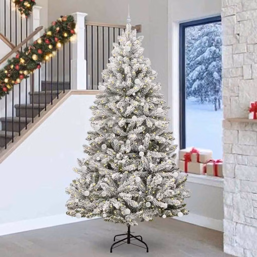 Berkfield Home Elegant Artificial Christmas Tree in Green and White, Height: 270 cm – 2