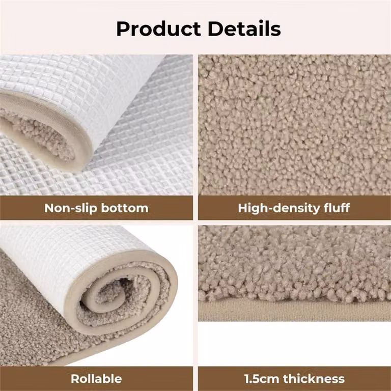 Kelvenix Non-Slip Round Indoor Door Mat in Beige, Diameter: 100 cm