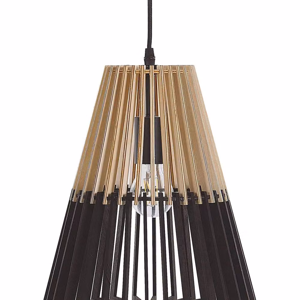 Wyld and Coco Scandinavian Pendant Light in Natural Wood and Black – 2