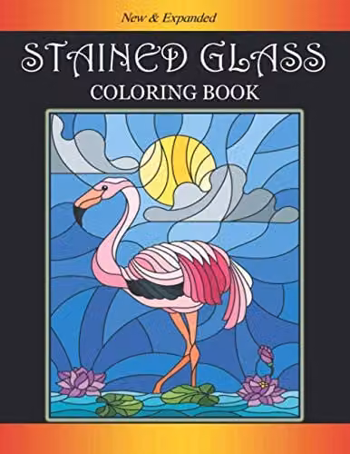 Stained Glass Coloring Book with Beautiful Bird Designs for Adults in Multicolour