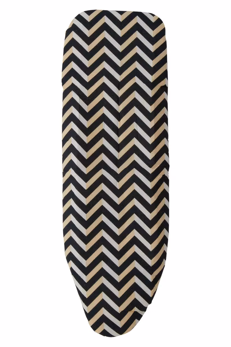 Orsina Chevron Ironing Board Cover in Grey and White Pattern with Padded Cotton Surface, Fits Standard Boards, Black – 5
