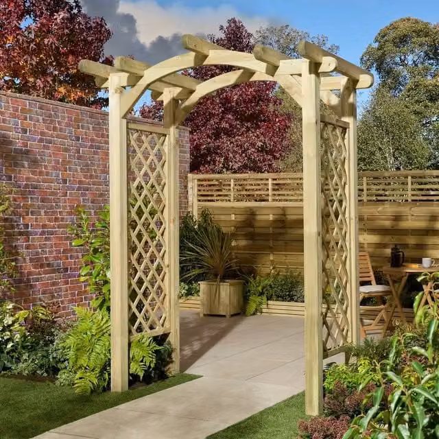 Rowlinson Gloucester Arch in Brown Timber, W: 179 cm, D: 129.5 cm, H: 238.5 cm – 1