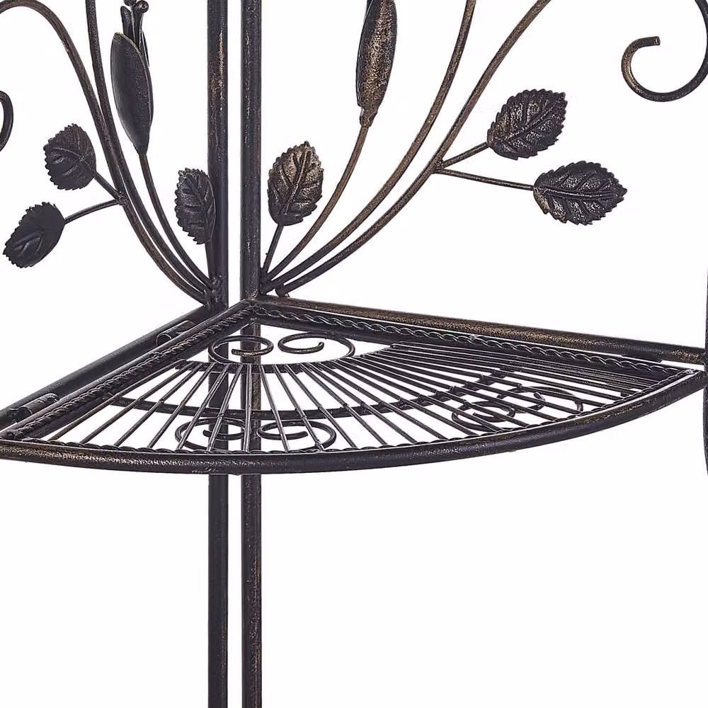 Wyld and Coco Black 4-Shelf Foldable Corner Ladder Shelf in Powder Coated Metal – 3