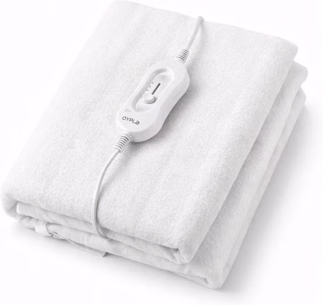 Oypla Machine Washable Double Electric Heated Blanket in White, W/D/H: 140 x 200 cm